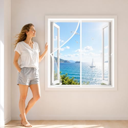Fenstergitter Mit Magnet Weiß 88x120cm Mückenschutz Fenster Magnet Für Offene Fenster Und Frische Luft Für Mückenschutz an Schlafzimmerfenstern