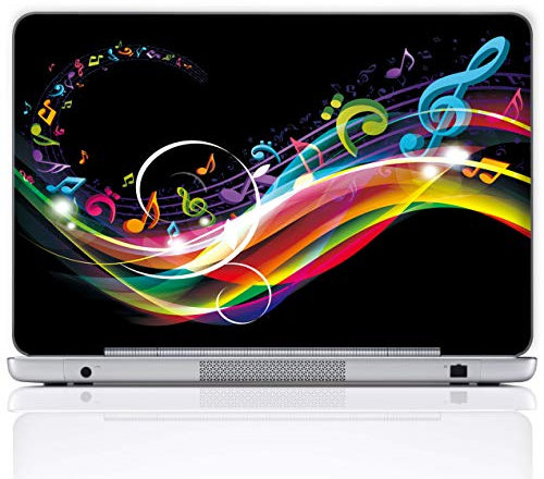 Meffort Inc 15 15.6 inch Laptop Skin Sticker Cover Art Decal Fits 13.3 14 15 16 Notebook PC (Free 2 Wrist Pad) - Rainbow Music Note Design