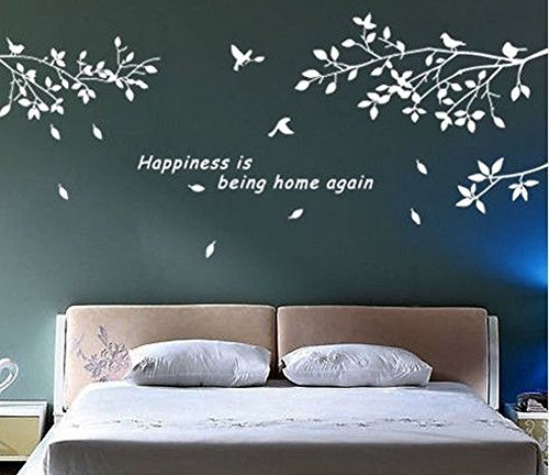 Bestgrew arbres branches Oiseaux Blanc Décoration murale Autocollant amovible en vinyle mural Citation Home Decor DIY (Blanc) par Bestgrew