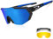 Queshark Fahrradbrille,TR90 Unbreakable Frame Polarisierte Sport Sonnenbrille,Fahrradbrille für Männer Frauen mit 5 Wechselobjektiven,zum Fahren Angeln Glof Baseball Laufen