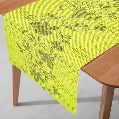 DecoHomeTextil Heimtextilmanufaktur Miami 3D Druck Tischläufer Tablerunner Breite 40 cm Länge und Farbe wählbar Grün 40 x 500 cm