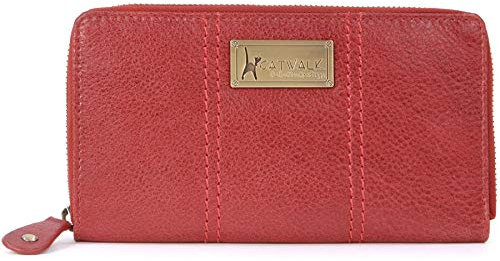 Catwalk Collection Handbags - Portefeuille Femme Cuir - Porte Monnaie Moyen - 8 Emplacements pour Cartes - RFID Blocage - Gallery Purse - Rouge