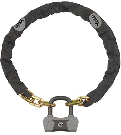 Yale Max Security Sicherheitskette & Schloß 1100 mm - YCL3/10/110/1 - mit Titanium verstärkt - 4 Schlüssel (1x mit Licht) - Max. Pick-, Zieh-, Schlag- und Bohrwiderstand - Div. Verriegelungsopt.