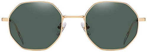 H HELMUT JUST Retro Sonnenbrille Sechseckig Herren Damen, Polarisierte Verspiegelt Linse und Getönte Linse Flache Linsen Filigranes Gestell Kategorie 3