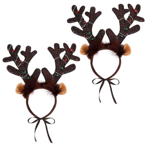 OSALADI 2Pcs Hund Weihnachten Outfit Hund Rentier Geweih Stirnband mit Licht Katze Outfit Puppy Kostüme für Halloween Weihnachten Party