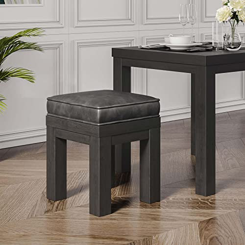 Brasil Sitzhocker | 39 x 39 x 51 cm | Hocker: Wenge - Schwarz/Holz | Sitzkissen: Schwarz/Kunstleder | Esszimmermöbel | Bistro | Sitzwürfel