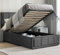 Single Bed Frame, Upholstered Ottoman Bed UKFR Linen Dark Grey Fabric Ottoman Storage Bed with Gas Lift End Opening Wooden Slats with Storage Bed (3ft Small 90 x 190, No Mattress)