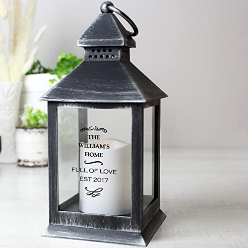 Custom Personalised Antique Scroll Rustic Black Lantern