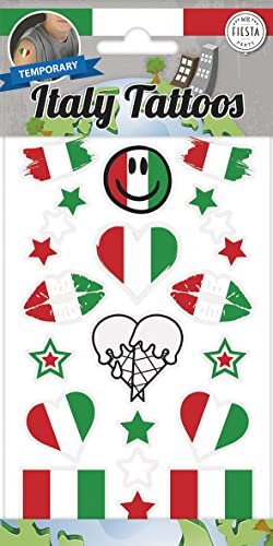 Deko * Italien * für Party und Länderparty | Italienische Dekoration Deutsche Partydeko Rot Weiß Grün Italy Flagge, Edition: Tattoos, 19 Stück