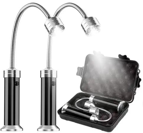 Set de 2 Luces LED para Parrillas, Barbacoa - Lámparas de Luz LED Magnéticas Portátiles con Rotación 360°, Resistentes al Calor, Ideal para BBQ, Terrazas, Garajes, Talleres y Emergencias (Negro)