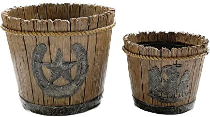 Amyoxu Western Cowboy Hufeisen Retro Pflanztopf Harz Blumentöpfe mit Drainage Löchern Garten Outdoor Home Dekoration (2 Stück)