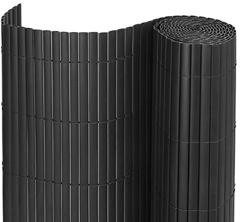 INMOZATA PVC Privacy Fence Screening, Weatherproof Garden Screening 1.8m High x 3m Wide, Grey Privacy & Protective Screens for Garden, Balcony and Terrace with Fixed Accessories