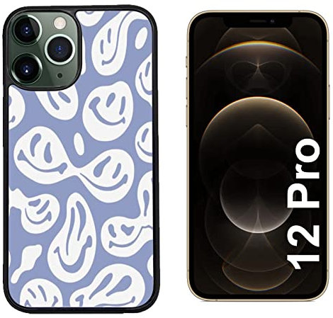 Generico Cover compatibile con Cover Apple iPhone 12 Pro Sorriso Bianco e Lilla/Glass Back con gomma sui lati/TPU rigido