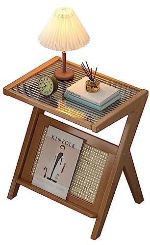 Nachttisch, Nachttische, Sofa-Beistelltisch, Teetisch,natürlicher Nachttisch, Kleiner Couchtisch, Für Wohnzimmer, Modern Minimalistisch, Changhong-Glas, Kleiner Kreativer Ecktisch Für Kleine Wohnungen