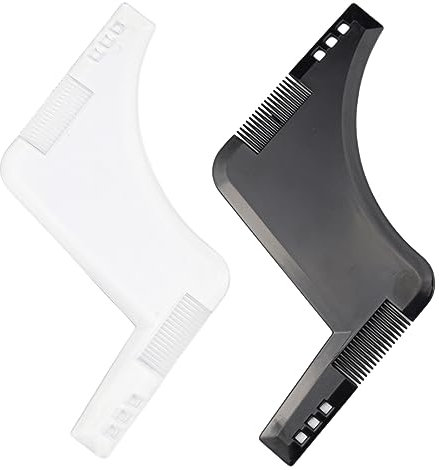 Tadipri 2 Stück Bartschablonen,Fachmann Bart Schablone Bartformen Für Kinnbart Koteletten Hals,Bartkamm Styling Tool Bartpflege(Schwarz Und Transparente Farbe).