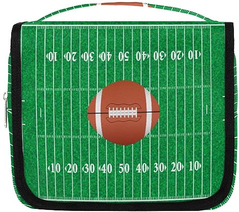 Kulturbeutel mit Fußballfeld-Motiv, für Damen und Herren, American Football, Kulturbeutel, zum Aufhängen, für Kosmetikartikel, Make-up, Organizer, farbe, 4.7 L, Taschen-Organizer