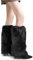 SCJJZ Stulpen für Damen,Schwarze Pelz-Beinwärmer für Damen, pelzige Beinwärmer, weiche Kunstfell-Stiefelüberzüge, Damen-Thermo-Kniestrümpfe (40 cm)