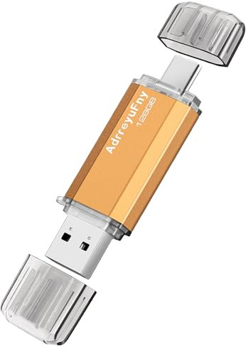 AdrreyuFny Chiavetta USB Tipo C 128GB Pen Drive 2.0 OTG Pendrive 2 in 1 Memory Stick Pennetta USB Flash Drive per Laptop, Smartphone con USB-C (Oro)
