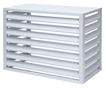 Aluminium-Klimaanlagenzaun-Abdeckung mit Blumenregal, Lamellen und Sichtschutz-Trennwand, Weiß