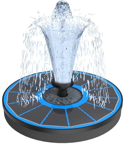 Fuente solar con panel solar de cristal de 3,5 W, bomba solar para estanque 2025, fuente solar redonda con 8 boquillas y 4 tubos fijos, bomba de agua solar flotante para jardín, baño de pájaros