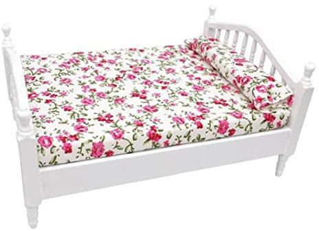 Xoeryoy Dollhouse Bett Miniatur Schlafzimmer Möbel winziges Doppelbett Puppenhaus Ornament Kinder DIY Spielzeug