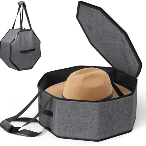 MISSLO Huthalter für Reise und Aufbewahrung, Mützenhalter für Schrank mit Griffen, Hutschachtel Cowboyhut für Damen, Baseball Cap Organizer für Herren, Grau