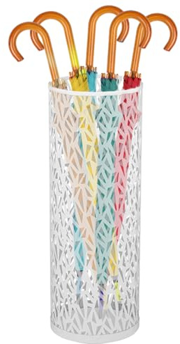 Metal Umbrella Stand for Hallway, Modern Geometric Cut-Out Indoor Umbrella Holder Rack, Rustproof Organizer Bucket for Entryway Office, Walking Stick, Cane, Trekking Pole & Wrapping Paper Storage Bin