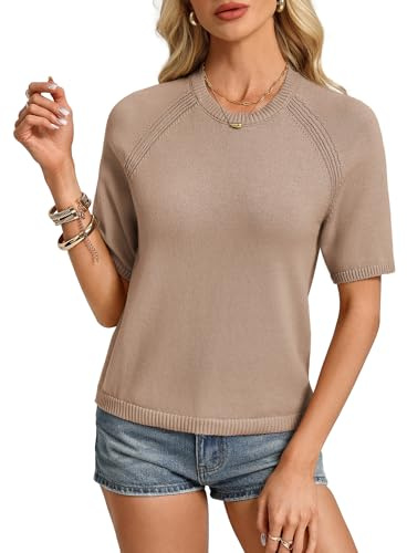 GRACE KARIN Pull décontracté en tricot léger à manches courtes pour femme