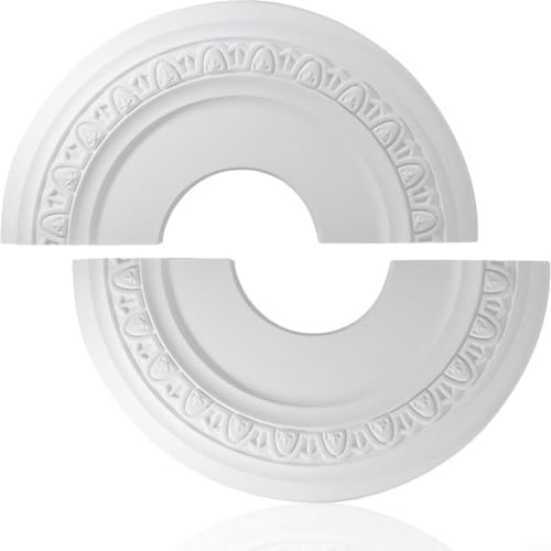 HOHOVYVY PU Placca da soffitto 30 CM bianca rimovibile per lampade e ventilatori, decorazione da soffitto rotonda in stile classico, design a fessura, impermeabile e a prova di urti per ambienti