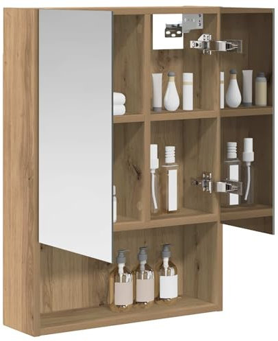 vidaXL Badezimmerspiegelschrank Kunsthandwerk Eiche 50 x 14,5 x 70 cm, Moderne Badezimmereinrichtung, Wandregal, Spiegel, verstellbare Ablage, Stauraum aus Holz