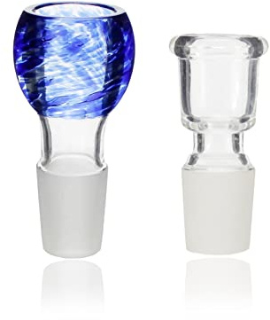Budawi® Set 18,8er Glas Köpfe 1x blau & 1x transparent Ersatz Bongkopf Glaskopf für Bong Wasserpfeife Glasbong