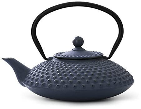 Bredemeijer Flache Blaue gusseiserne Teekanne 1.25 Liter Xilin mit Edelstahlfilter