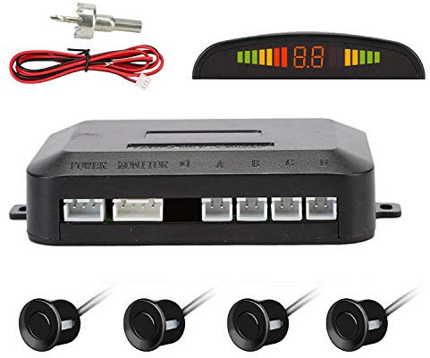 OSAN CICMOD Sensores de Aparcamiento Marcha Atras, Kit de Auto LED Display + Alarma de Sonido + 4 Sensores Negro