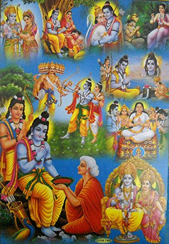 Various Events in The Life of Lord Rama Poster/Hindu God Poster (Unframed : 10 X 16 Inches)