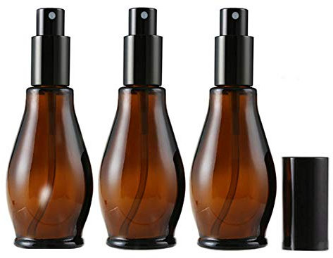 3PCS 100ml Empty Refillable Amber Glass Spray Bottles for Cosmetic Perfume Storage Cleaning with Fine Mist Sprayers and Anti-Dust Cap