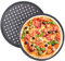 Relaxdays 10 x Pizzablech, rund, gelocht, antihaft, Pizza & Flammkuchen, Carbonstahl, Knusperblech, ∅ 32 cm, Pizzabackblech, grau
