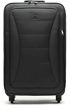 MISAKO Reisekoffer aus Stoff Mittel Leslie Schwarz Unisex - Halbstarrer, weicher, eleganter Koffer - 67 X 42 X 23 cm de 4 Räder