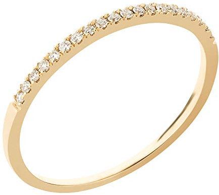 Ardeo Aurum Damenring aus 375 Gold Gelbgold mit 0,10 ct Diamanten Brillant Memoire Vorsteckring schmal Stapelring Gr. 58