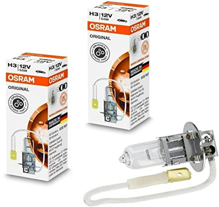 2x Osra.m H3 55W 12V 64151 Original Weiß Long Life Ersatz Halogen Birne für Scheinwerfer, Fernlicht, Nebelleuchte vorne - E-geprüft