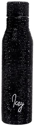 Icey Luxury Water Bottle Reusable Insulated Stainless Steel Bling Premium Aesthetic Gift (Black Ice)