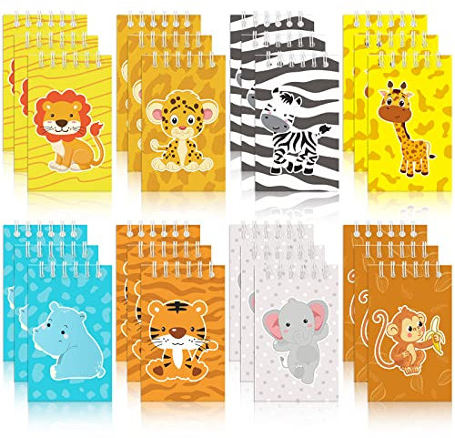 Zonon 24 Pacchi Animali della Giungla Mini Quaderni Animali Bomboniere per Feste di Compleanno a Tema Tropicale Imbottiture per Borse Riempitivi di Pinata Forniture per Classe per Baby Shower Foresta
