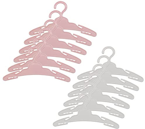Kleiderbügel Plastik Puppenkleiderbügel Spielzeug Kleiderbügel Mini Kleiderbügel Miniatur Kleiderbügel Weiß Kleiderbügel Rosa Kleiderbügel Puppe Kleidung Zubehör für 14-18-zoll-puppen-outfits,12 Stück
