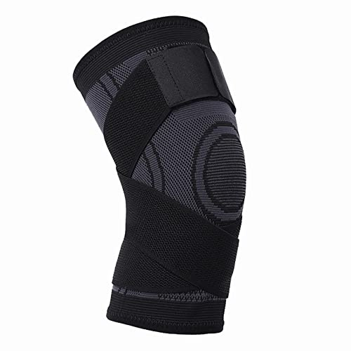 Layhou 1 STÜCKE Verstellbare Kniestütze Knie C-ompression Ärmelbandage Doppeltes Kompressionsband Atmungsaktives Design zum Laufen Basketball Baseball Wandern Sportaktivitäten (L, Schwarz)