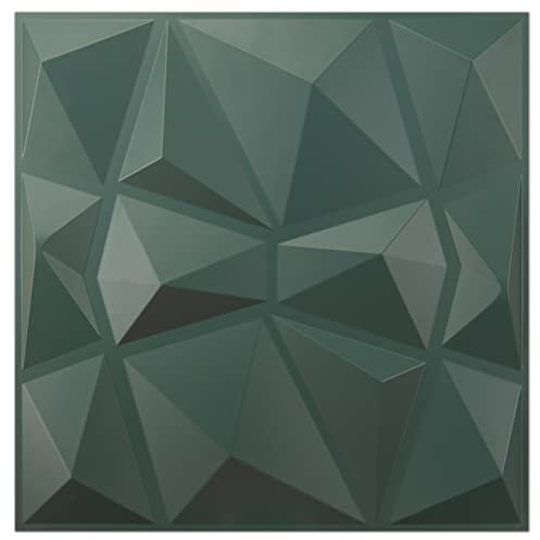 Art3d Texturen 3D-Wandpaneele PVC Armeegrün Diamant-Design für Innenwanddekoration 12 Stück 3 m²