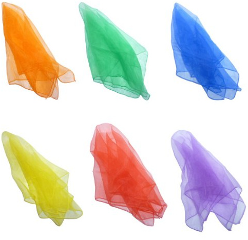 Hoerev Kleine Packung mit 6 Juggling (Tanz) Schals 40cmx40cm Kleine Floaty Schals für Kleine Leute,6 Gemischt