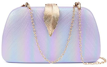 WEIMZC Damen-Clutch, Abendtasche, Fransen, Abendtasche, Handtasche, Damen-Party, Hochzeit, Clutch, Kette, Umhängetasche, Violetter Farbverlauf