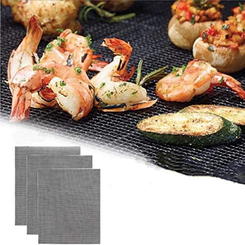 3 Stück Teflon Netz Grillmatte antihaft wiederverwendbar, eckig 33x40 cm