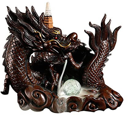 JTBDWOSK Reflux Räucherstäbchen Brenner Drache Keramik Wasserfall Räucherstäbchen Brenner Reflux Räucherstäbchen Halter Aromatherapie Diffusor Dragon Shaped Play Beads,Braun