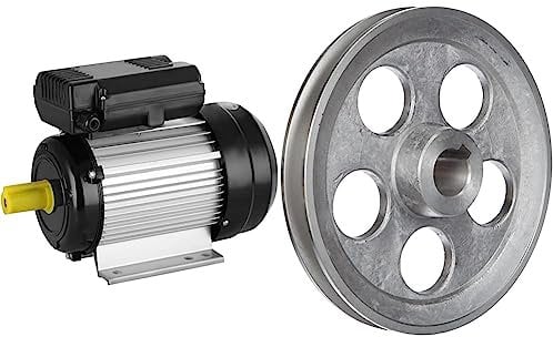 Mophorn 2,2kW Motor für Luft-Kompressor 230V Flüsterkompressor 2-pol. Einphasenmotor 3HP Elektromotor 2900 U/min Kondensatormotor Asynchronmotor IP55 & RIBITECH 00266 Riemenscheibe Alu Ø 160 mm