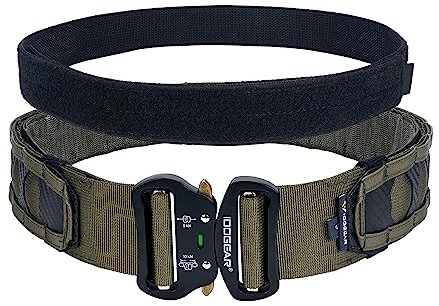IDOGEAR Taktischer Gürtel 2 Zoll Quick Release Rigger Combat Belt mit 1,5 Zoll Innengürtel Haken und Schleife (Large, Ranger Green)
